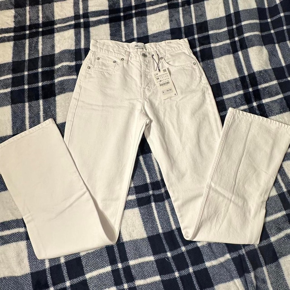 NWT ZARA DENIM JEANS SPLIT STRAIGHT